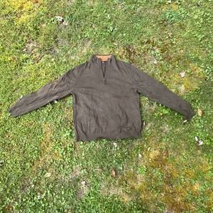 Saltaire Men's Quarter‎ Zip Sweater Medium Olive Green Silk Cashmere Knit